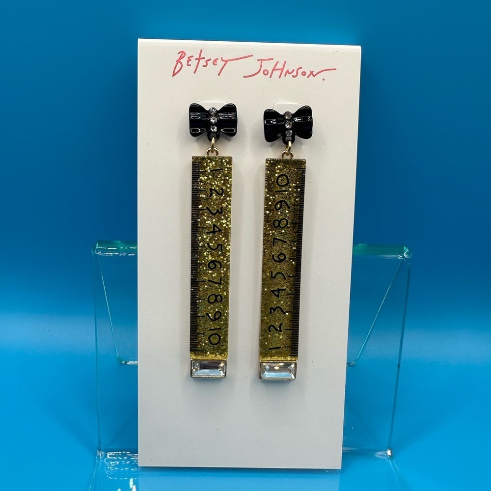 Betsey Johnson Glitter Ruler earrings NWT